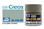 A 10ml jar of Mr. Color Grey FS16440 gloss acrylic paint by Mr. Hobby, shown next to a color swatch and branding.