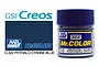 A 10ml glass jar of Mr. Color Phthalo Cyanne Blue gloss acrylic paint, showing the blue cap and label with product number 322.