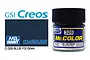 A 10ml glass jar of Mr. Color Blue FS15044 gloss paint with a black cap, alongside a color swatch and GSI Creos branding.