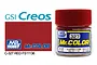 A 10ml jar of Mr. Color Red FS11136 gloss acrylic paint by Mr. Hobby, shown with a color swatch and branding.