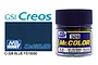 A 10ml jar of Mr. Color Blue FS15050 gloss acrylic paint by GSI Creos, featuring a dark blue cap and a label with the product code C-328.