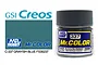 A 10ml jar of Mr. Color Greyish Blue FS35237 semi-gloss acrylic paint by GSI Creos, shown with a color swatch and branding.