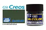 A 10ml jar of Mr. Color Bronzegrun (C519) acrylic paint by GSI Creos, shown next to a color swatch and branding.