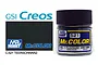 A 10ml jar of Mr. Color Teerschwarz acrylic paint, showing the blue and yellow label with the number 521 and the GSI Creos branding.