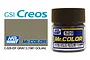 A 10ml jar of Mr. Color IDF Gray 2 (1981 Golan) model paint by Mr. Hobby, shown next to a color swatch and brand logos.