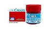 A 10ml jar of Mr Hobby Aqueous Flat Red acrylic paint with a red cap, alongside a digital color swatch and product branding.