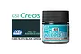 A 10ml jar of Mr. Hobby Aqueous H-65 RLM70 Black Green semi-gloss acrylic paint, shown next to a color swatch and brand logo.
