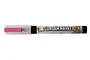 A Mr Hobby Gundam Marker EX in Trans-Am Holo Red, featuring a white body, pink cap clip, and silver label with Gundam branding.