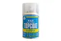 A can of Mr. Hobby Topcoat Semi-Gloss clear spray paint with a translucent cap against a white background.