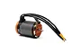 Spektrum Firma sensored brushless motor with black finned casing, orange end caps, and three black wires with bullet connectors.