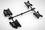 A black plastic Tamiya RC suspension arm parts tree on a white background.