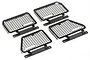A set of four black stainless steel window guards for an RC vehicle, featuring a grid pattern and mounting brackets.