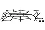 A black plastic parts tree containing components for an Axial Unlimited side roll cage set, shown against a plain white background.