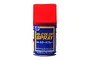A can of Mr. Color Spray paint with a red cap and blue label, featuring yellow and white text, isolated on a white background.
