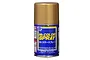 A can of Mr. Color Spray Metallic Gold acrylic paint by Mr. Hobby, featuring a blue label with yellow text and a gold-colored cap.
