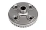 A grey metal 43T spiral cut bevel gear for an RC car differential, viewed from the top showing the central hub and four mounting holes.