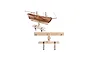 Artesania Latina hull support modelling tool shown empty and holding a wooden ship model.
