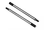 Two HPI Racing RC shock shafts with threaded ends on a white background.