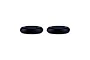 Two small black rubber O-rings isolated against a plain white background.