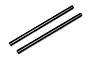 Two black cylindrical suspension arm pins for an RC vehicle, shown against a plain white background.