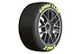 A single Pro-Line 1/7 scale Goodyear NASCAR Cup belted tyre mounted on a gunmetal grey multi-spoke wheel against a white background.