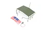 Pro Boat bridge canopy set including an olive green frame, a US flag decal, and a small light component with wires.