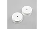 Two white TLR 2.2 inch dish rims for RC buggies, shown from a top-down angle against a neutral grey background.