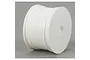 A single white 2.2-inch dish-style RC buggy rear wheel rim by TLR, shown from a side angle on a grey background.