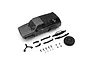 Kyosho Mini-Z Toyota 4Runner metallic grey painted body shell set with included bumpers, spare wheel, and mounting hardware on a white background.
