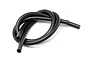 A coil of black flexible rubber fuel tubing for RC vehicles on a white background.