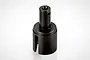 A black metal differential outdrive cup for an RC vehicle, shown against a white background.