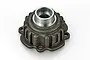A Rovan metal second-generation right differential case with a dark grey textured finish and a machined silver center hub.