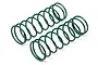Two green HPI Racing shock springs for RC cars, shown against a white background.