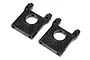 Two black plastic differential mounts for HPI Vorza RC cars, shown from a top-down angle on a white background.