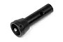 A black metal drive axle component for an RC vehicle, shown from an angled perspective on a white background.