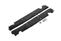 A set of two black Rovan RC dust guards with mounting hardware and zip ties on a white background.