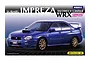 Product box art for a Fujimi 1/24 scale 2003 Subaru Impreza WRX STI V-Limited plastic model kit featuring a blue sedan.