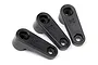 Three black plastic servo horns for RC cars, each marked with numbers 23, 24, and 25, arranged on a white background.