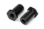 Two black metal steering bushings for HPI Vorza RC car, featuring a hexagonal head and threaded cylindrical body.