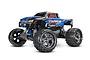Traxxas Stampede XL-5 1/10 scale RC monster truck in blue and black with chrome wheels, shown from a front three-quarter angle against a white background.