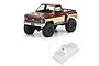 A 1/24 scale 1978 Chevrolet K-10 RC truck body shell, shown both painted in brown and cream and as a clear, unpainted polycarbonate shell.