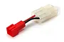 An HPI Racing battery adapter cable with a red Tamiya connector on one end and a white Molex connector on the other, connected by red and black wires.