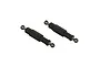 Two ARRMA slider CVD driveshafts featuring black plastic sliding sleeves and metal ball-joint ends, isolated on a white background.