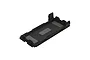A black plastic ARRMA battery door spare part with grey foam padding strips on a white background.