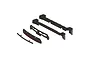 ARRMA Grille and Rear Support Set components including a front grille with red ARRMA logo, a support bracket, and two long chassis support rails.