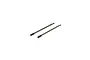 Two silver-coloured metal shock shafts for RC vehicles, shown side-by-side against a plain white background.