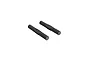 Two black steel turnbuckles for RC cars, featuring threaded ends and a central flat section for adjustment.
