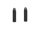 Two black threaded RC shock bodies standing upright against a white background.