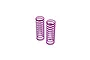 Two purple coil-over shock springs for an RC car, shown side-by-side against a plain white background.
