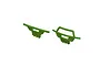 Two green ARRMA RC car bumpers shown from different angles against a white background.